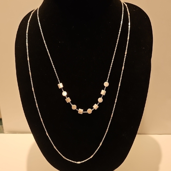 Romolo Jewelry - ROMOLO Silvertone Double Strand 24" To 30" Necklace